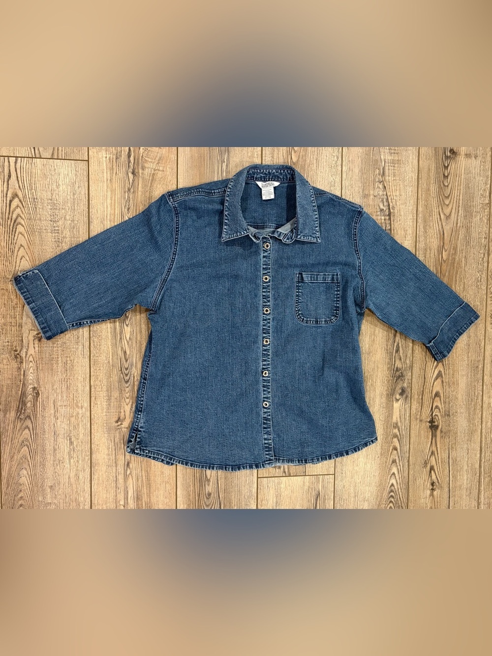 Northern Reflections Denim Button Front Shirt Womens XL Blue Stretch Cotton
